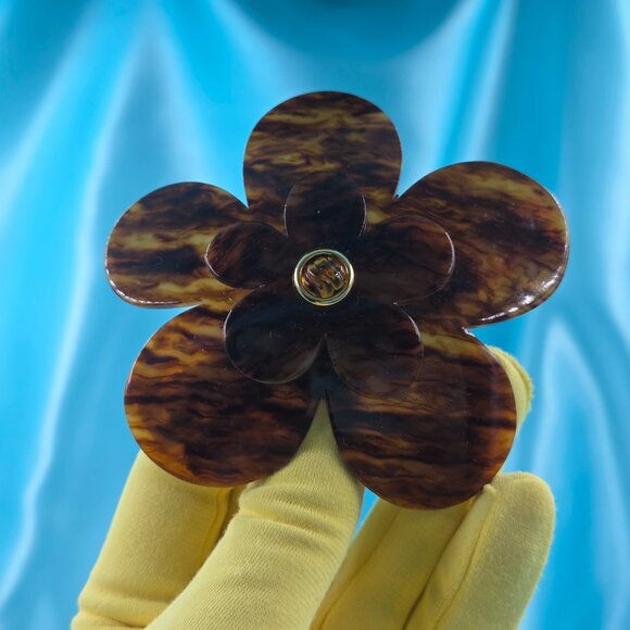 Laurent Olivier France Hair Clip – 1990s – Made in France – Brown Flower - Picture 2 of 9
